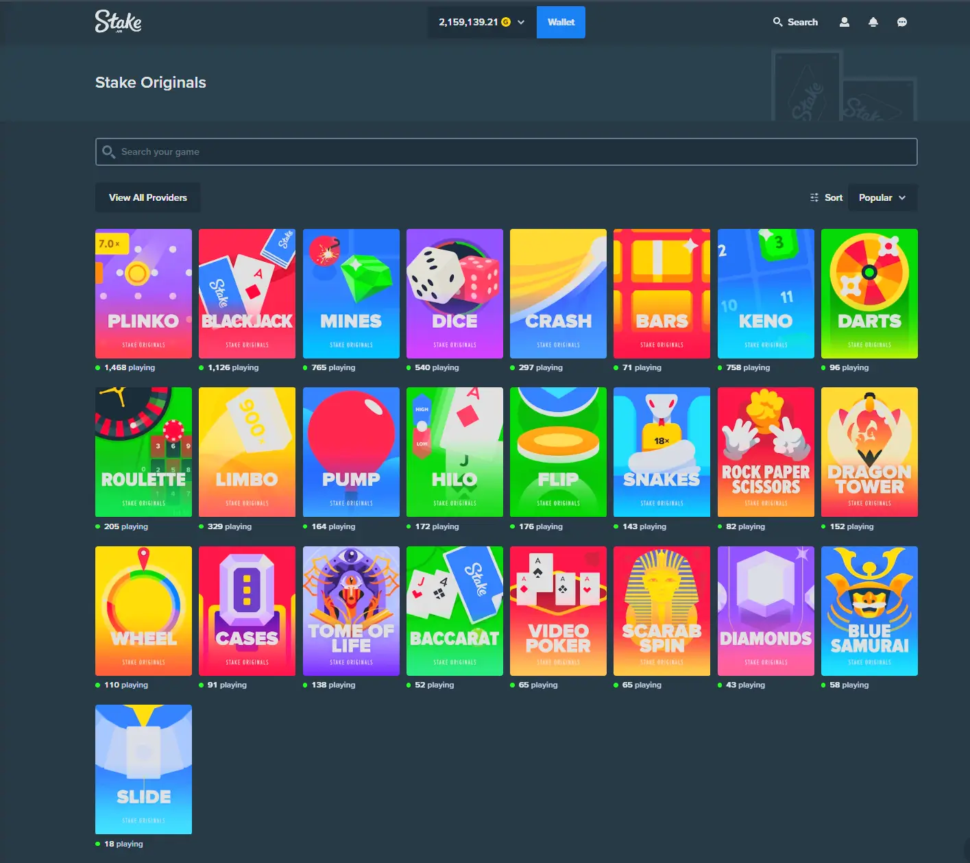 Stake US Original games offerings