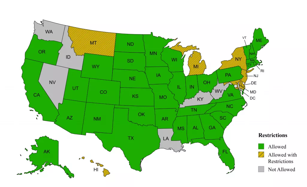 State-Restrictions-map State restrisions for sweepstakes and Social casino may state by state