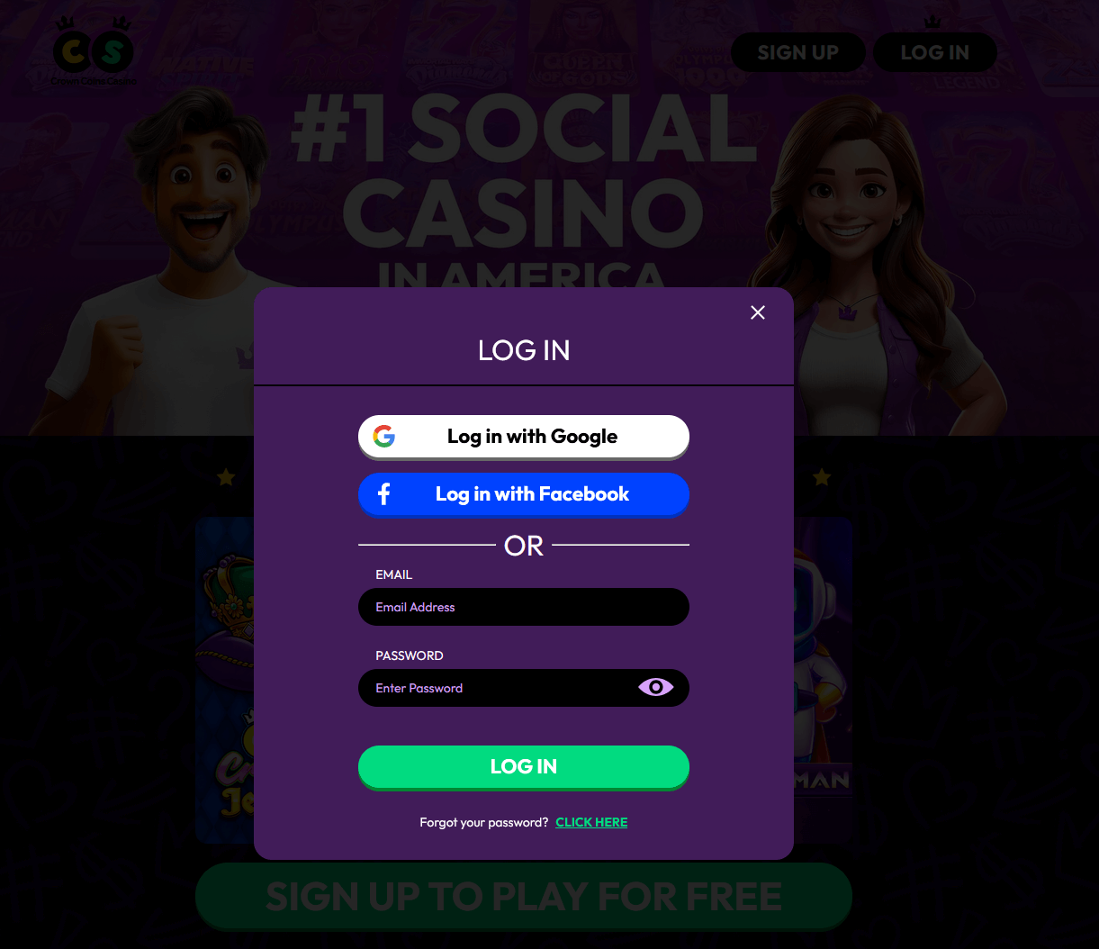 login CrownCoins